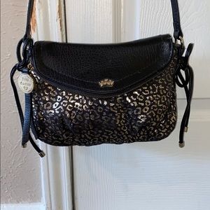 Juicy Couture black & gold cheetah print crossbody